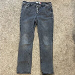 CAbi Women's Button fly gray wash Straight Leg Jeans #4520